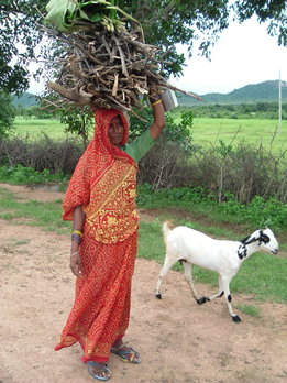 Donna nei presi di Khajuraho, India